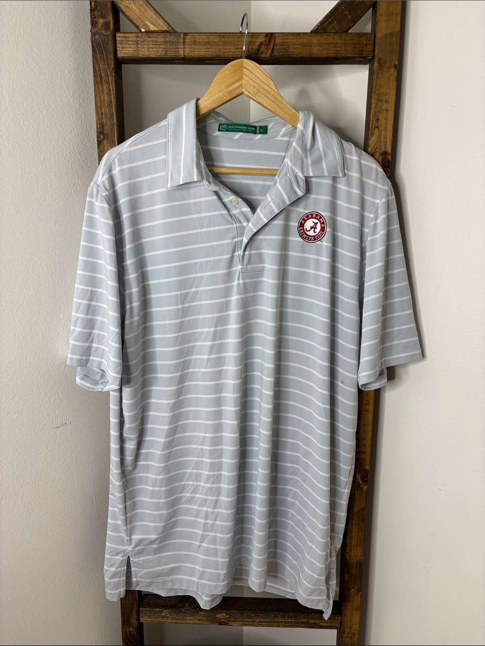 Southern Tide Alabama Crimson Tide Striped Performance Polo L